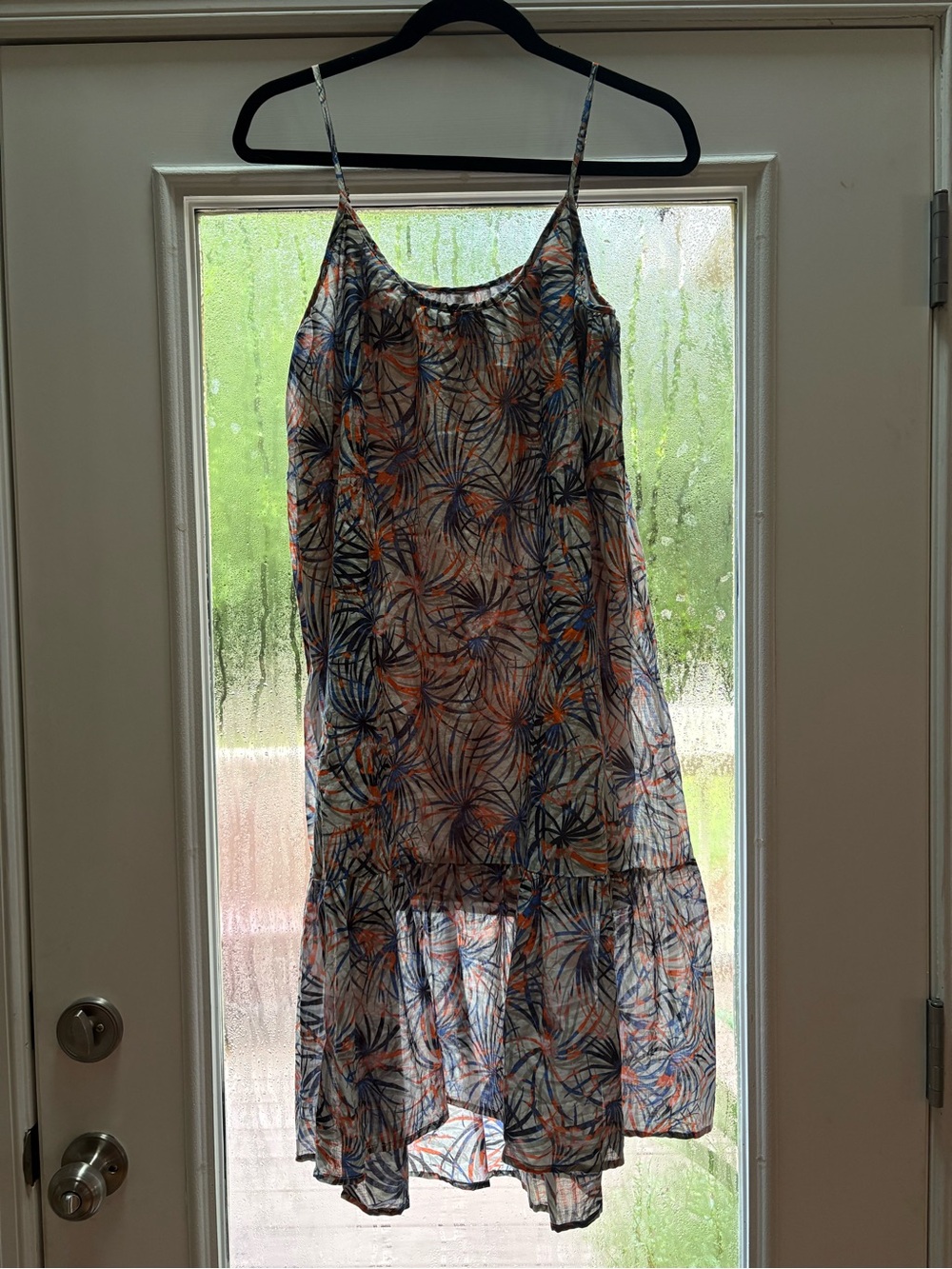 Anthropologie TheKorner Printed Cotton Midi Dress Blue & Orange